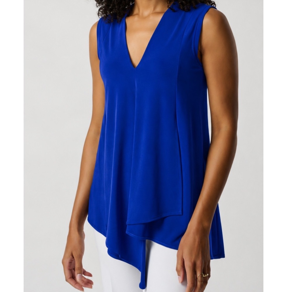 Joseph Ribkoff Womens Tunic Sz 14 Royal Sapphire Blue Sleeveless V-Neck NEW NWT
